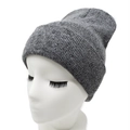 Detail of dark grey ribbed knit beanie showing soft wool blend texture and wide cuff - Dark Grey (02)