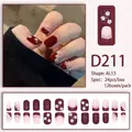 Burgundy and pink press-on nails set with white 3D flowers and elegant pearl decorations - Burgundy and Pink White Flowers (D211)