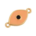 DIY Evil Eye jewelry connector in gold plating with orange enamel for bracelets - Orange L374690-Orange