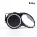 Guinzaglio retrattabile grigio e nero per cani con impugnatura ergonomica e gancio - 3 Metri / Grigio