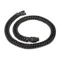 Rugged black coated stainless steel Cuban link necklace with secure clasp for men - Black Necklace (Box Clasp) / 45cm