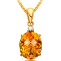 Luxurious gold necklace featuring a faceted yellow oval gemstone and sparkling accent stone - Tz-20