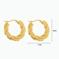 Orecchini a cerchio in acciaio inossidabile placcato oro 18K con design a corda da 28mm - E00101 Stile Corda Lucida