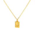18k gold plated stainless steel square pendant necklace featuring letter J with zircons - Letter J(S-N150-J)