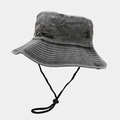 Sombrero de sol vintage lavado para exterior con bordado Sun Shade y cordón ajustable - Talla única / Negro