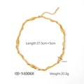 Detailed view of golden lava necklace with measurements of 37.5cm and 0.5cm width - Irregular Lava Style (OD-N40068)