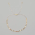 Böhmisches gewebtes Perlenarmband in Beige und Rosa mit verstellbarem Schiebeknoten - Beige
