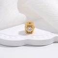 Gold-plated S925 sterling silver hollow square bead with cubic zirconia for DIY jewelry - Gold