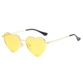 Retro heart-shaped sunglasses with gold metal frame and yellow translucent lenses - Gold Frame Ocean Yellow Lens C8