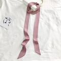 Pink narrow satin skinny scarf for handbag handle and hair styling decoration - 200cm / Dark Pink