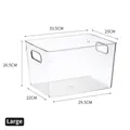 Large clear plastic refrigerator organizer bin with handles and dimension measurements - Large Square Type - PET