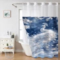 Wasserdichter Duschvorhang mit weißem Pfauenmotiv und Sternenhimmel-Kunstdruck - 181x188cm Einzelner Duschvorhang / Pfau Schnee (SYL-1)