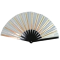 Éventail de Kung Fu de 33cm avec surface PVC transparente rayée dorée et côtes en bambou - 33cm / Rayures dorées transparentes (Os noir)