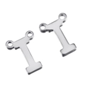 Pendentif lettre T en acier inoxydable plaqué 18k avec double trou finition argent - Couleur Acier-Lettre I / Ensemble de 20 Pièces
