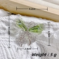 Silver butterfly brooch with green wings and rhinestones, size 4.2cm x 3.7cm - Silver Green Butterfly