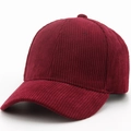 Classic corduroy baseball cap in burgundy red with a minimalist six-panel design - Adjustable / Burgundy
