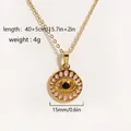 Detailed view of evil eye pendant with 15mm diameter and 40+5cm titanium steel chain - Pink Round Evil Eye Style (Style 2)