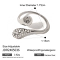Silver adjustable stainless steel ring with zircon stone and waterproof feature - Silver Pear Zirconia Open Style (JDR2405036-S)