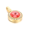Ciondolo in acciaio inossidabile dorato con grande cristallo rosa e pavé scintillante - Stile Gemma Rosa Oro (KP100769-K)