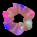 Pink satin LED hair scrunchie with colorful light effects for parties and festivals - Pink