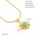 Roestvrij staal 18k verguld zon turquoise hanger ketting 45cm ketting mode sieraden - Zyg1604+066 / 18K goud