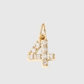 Gold plated number 4 pendant with clear zircon stones for personalized jewelry - Number 4(ZP39295) / Gold