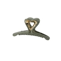 Pince à cheveux vert rétro avec détail de cœur doré pour coiffure élégante - Emballage en vrac / 9.5CM / vert olive