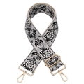 Close-up of vintage vine jacquard pattern on adjustable guitar style handbag strap - B10-23/Gold