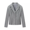 Grijze tweed blazer voor dames met een getextureerde afwerking en klassieke pasvorm - S / Grijs Top