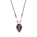 Colorful Tarot pendant necklace with blue Hand of Fatima and braided cord - Dark Blue Necklace