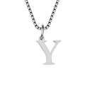 Minimalist stainless steel necklace with initial letter Y pendant on silver box chain - Y-Silver