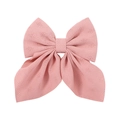Pink oversized floral bow hair clip with textured waffle fabric and sweet ribbon detail - Pink