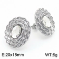 Pendientes cuadrados de plata con textura y cristales ovalados con baño de 18k - Estilo Redondo en Espiral (KE115563-KFC) / Color Acero
