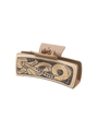 Pinza per capelli beige stile western con motivo vintage a rilievo e rivetti dorati - Stile Vite Vintage Beige (90141)