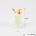Miniature green iced tea cup keychain with cherry and cream topping, 6cm height - Light Green