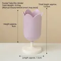 Detailed view of the purple tulip pen holder with dimensions showing 13.5cm total height - Purple