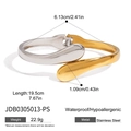 Modern two-tone stainless steel spring bangle featuring a gold and silver fluid design - Two-tone Water Drop Bangle (JDB0305013-PS)