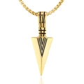 Vintage golden 316L stainless steel arrowhead pendant with geometric black etched lines - Gold with Black Inlay Pendant Only (Without Chain)