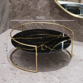 Nordic round storage tray with black marble pattern and gold metal frame, 29.5cm diameter - Large / Black Gold Style