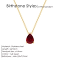 Halskette aus 14K Gold-Edelstahl mit birnenförmigem rotem Geburtsstein für Januar - Jan-Rot