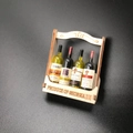 Miniature wooden wine rack magnet with four 3D Georgia red wine bottles and 2018 labels - New 4 Bottles Style