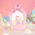 Luce notturna gatto rosa a forma di toletta con testo Sweet Baby e luce calda - Stile Toeletta del Gatto Rosa (991-7) / A manovella / Rosa