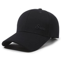 Casquette de baseball en coton noir classique avec broderie State pour sport et soleil - Réglable / Bleu marine