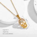 Collier hip-hop doré avec pendentif tête de mort serti de faux diamants - Couleur Or (N0161G)