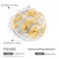 Polished two-tone flower-shaped stainless steel pendant in gold and silver finish - PJ91683-3D Textured Flower