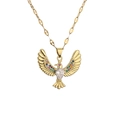Collana con ciondolo a uccello dorato con zirconi colorati e pietra a goccia chiara - Uccello con Ali Spiegate con Zirconia Colorata