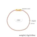 Elegant 18K gold-plated stainless steel tennis bracelet with sparkling pink zircon stones - Pink Zirconia / 16cm