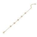 Gold-plated chain bracelet featuring bezel-set round white pearls and adjustable clasp - 12# Pearl Bracelet
