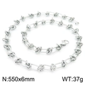 Silver stainless steel knotted chain necklace with 550mm length and lobster clasp - Steel Color Necklace 55cm (KN228589-Z)