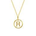 Elegant 18K gold letter H pendant necklace with sparkling cubic zirconia on fine chain - Letter H (S-N051-H)